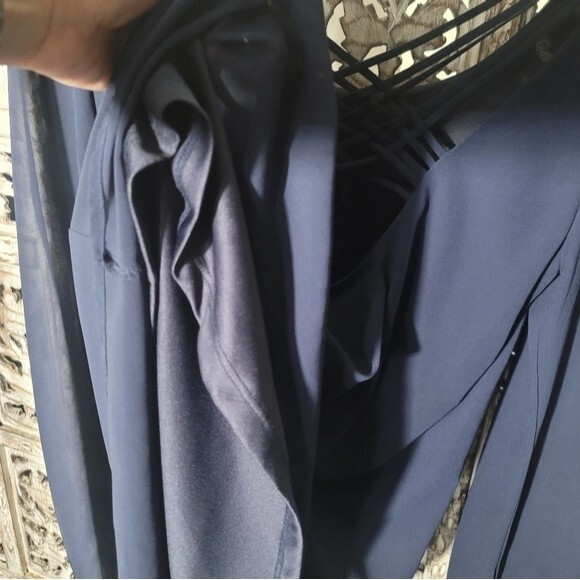 Chiffon Blue Longsleeve Lined Mini Dress with Strappy back Womens - Picture 7 of 13